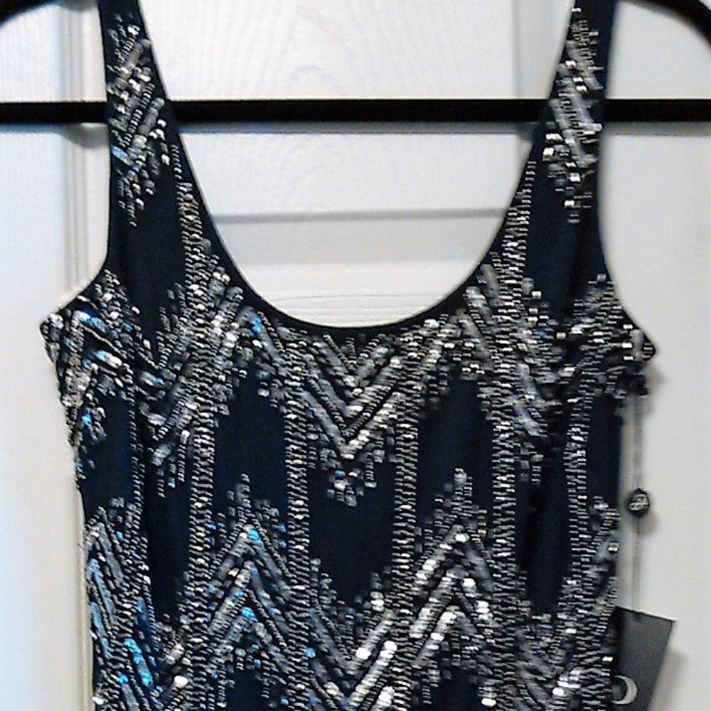 ADRIANNA PAPELL NAVY Beaded Cocktail Dress ~ NWT - Picture 4 of 4
